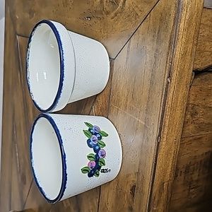 Maine Blueberry pottery. Planter signed